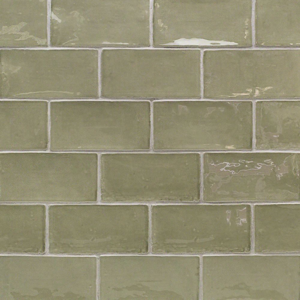 Lancaster Celery Green 3x6 Polished Ceramic Subway Tile for Walls