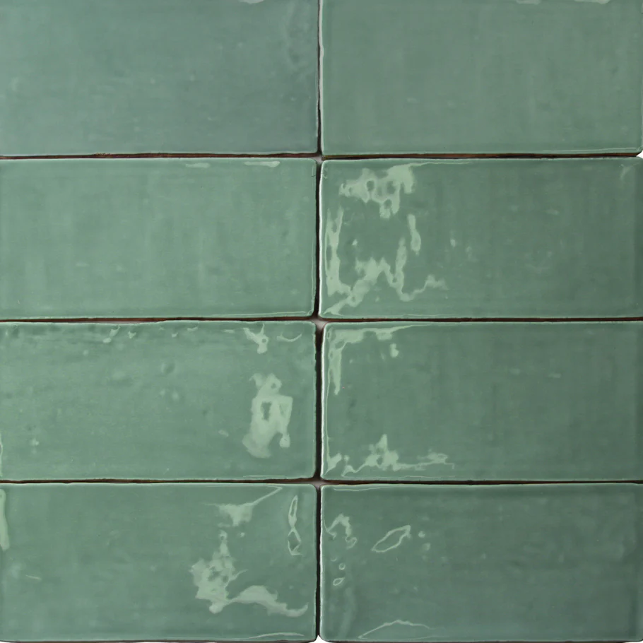 Lancaster Open Seas Green 3x6 Polished Ceramic Subway Tile - Lux Tile - Image 3