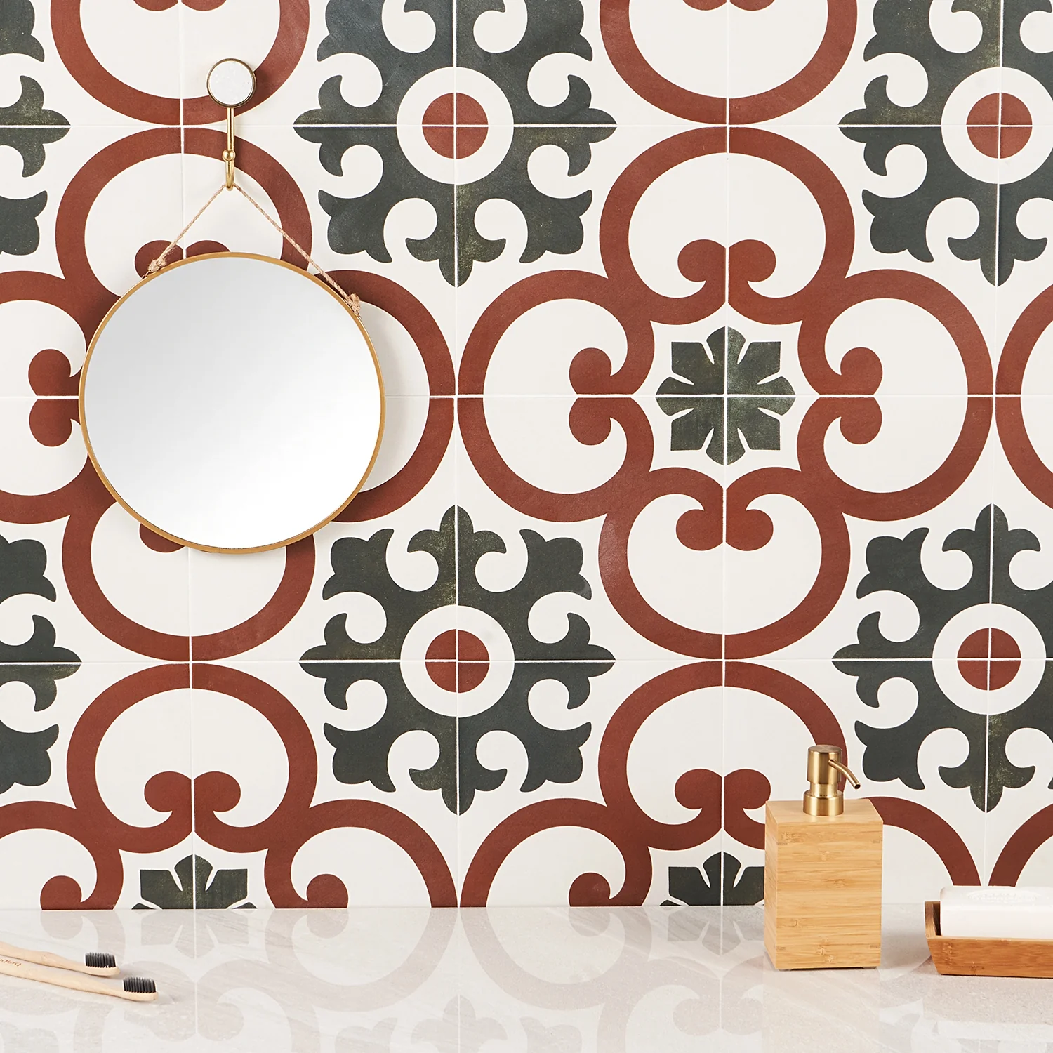 Lapaz Dahlia Red 9x9 Matte Porcelain Tile - Mediterranean Design - Image 3