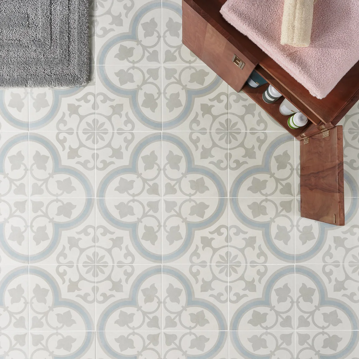 Lapaz Ornate Silver 9x9 Matte Porcelain Tile - Lux Tile