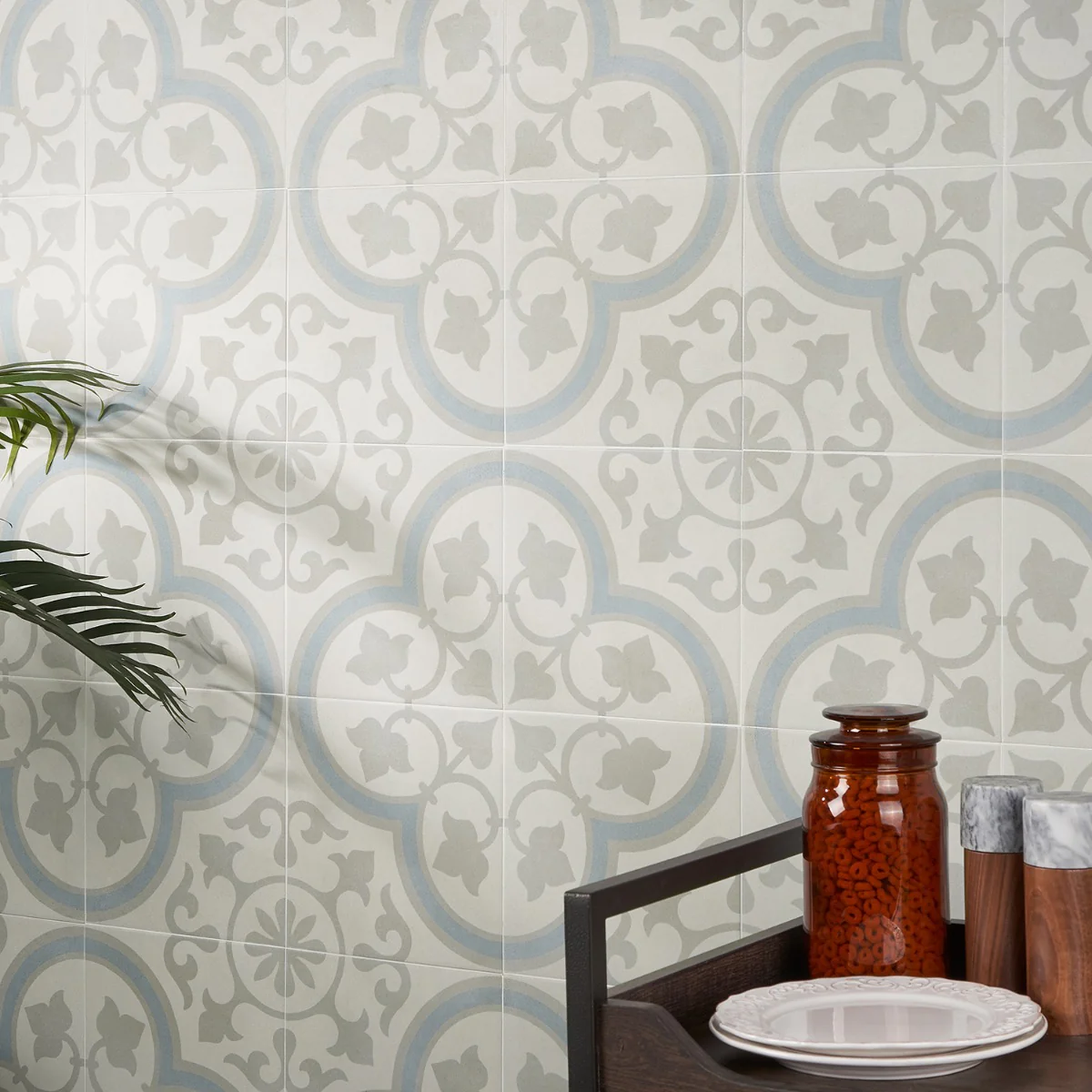 Lapaz Ornate Silver 9x9 Matte Porcelain Tile - Lux Tile - Image 2