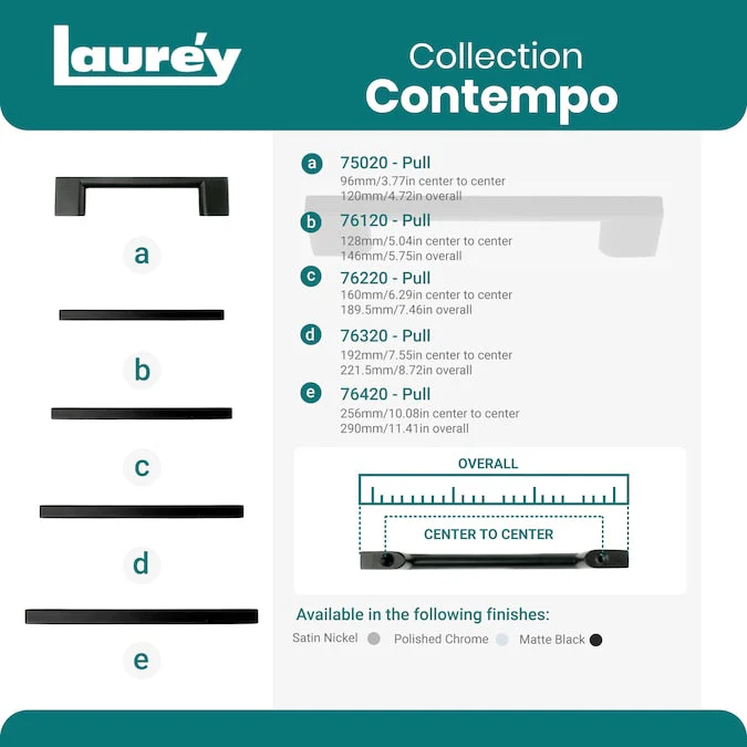 Laurey Contempo 3-3/4-in (96mm) Center to Center Polished Chrome Rectangular Handle Drawer Pull - Image 6
