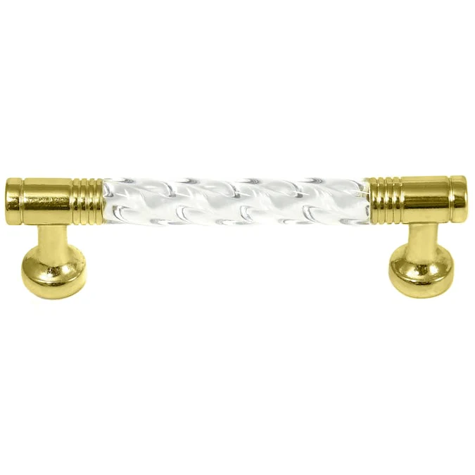 Laurey Kristal 3-in (76mm) Center to Center Polished Brass Cylindrical Handle Drawer Pull