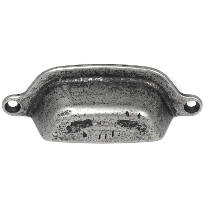 Laurey Riverstone 3-in (76mm) Center to Center Distressed Pewter Rectangular Cup Drawer Pull