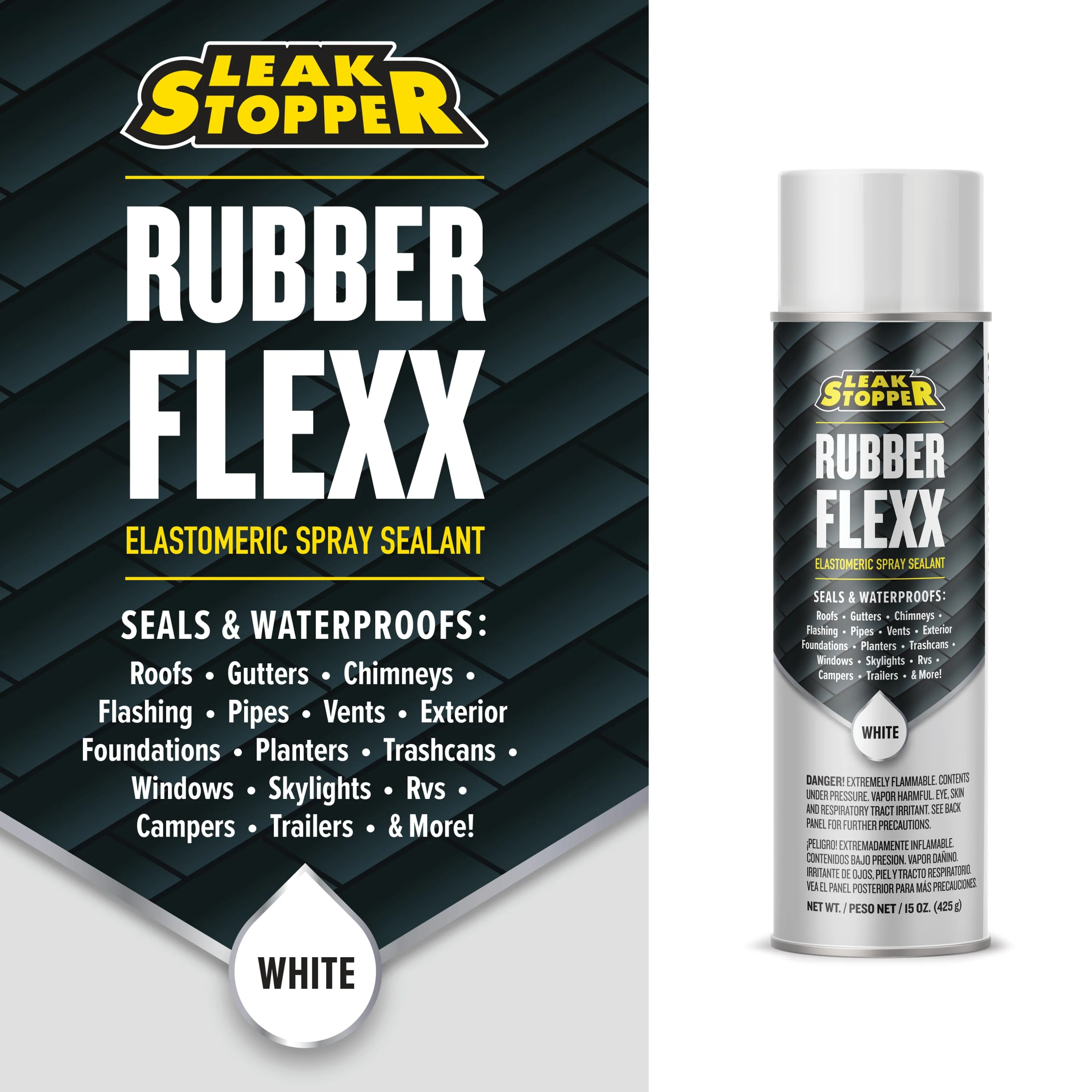 LEAK STOPPER Rubber Flexx 15-oz Waterproof Roof Sealant Spray – White - Image 3