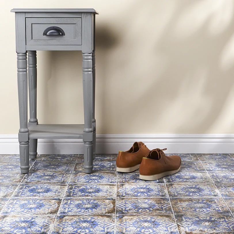 Lenox Flora Blue 8x8 Matte Porcelain Tile - Mediterranean Design - Image 2
