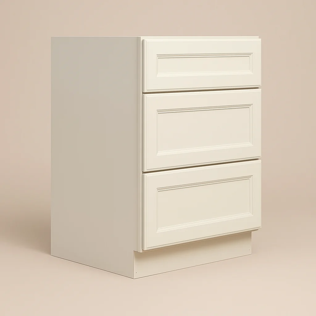 LIFEART CABINETRY Newport Ready to Assemble Base Cabinet with 3 Drawers in Classic White