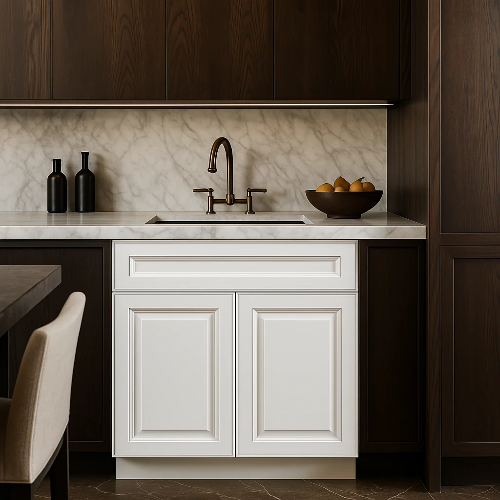 LIFEART CABINETRY Newport Ready to Assemble Sink Base Cabinet, Classic White - Image 2