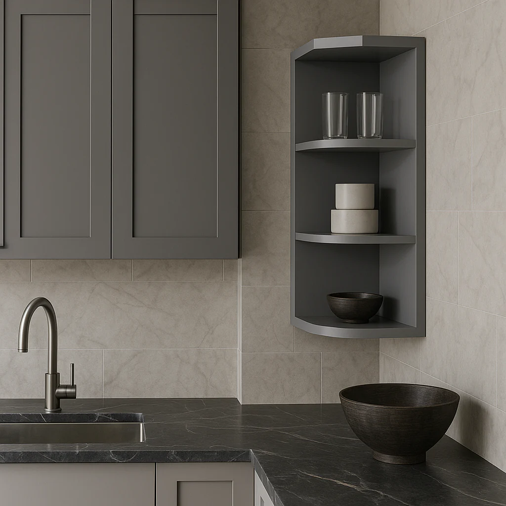 LIFEART CABINETRY Shaker Gray Wall Shelf with 3 Fixed Shelves - Image 2