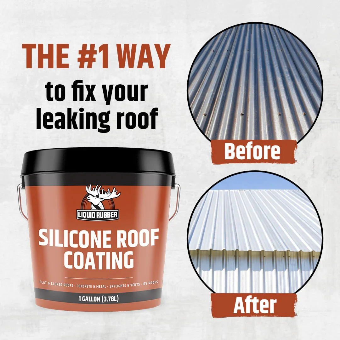 Liquid Rubber Silicone Roof Coating, Brilliant White, 4-Gallon (43201US) Waterproof Elastomeric Roof Sealant - Image 2