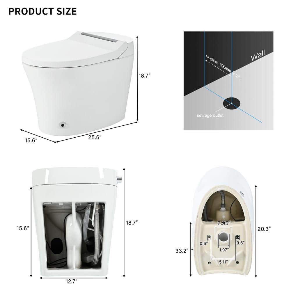 Logmey Elongated Smart Bidet Toilet with Heated Seat, Auto Flush, and Night Light - Image 9