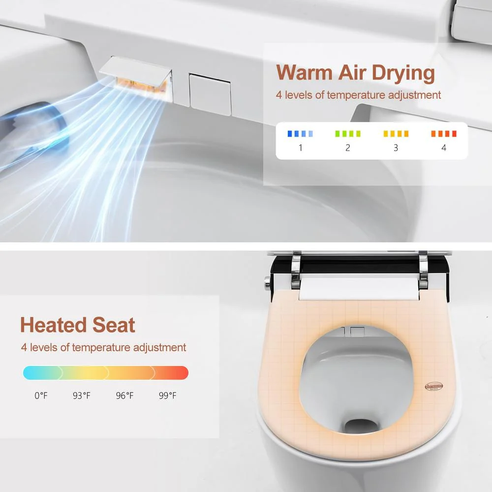 Logmey Elongated Smart Toilet | Heated Seat, Auto Flush, Night Light, Remote Control | MT-7G610 - Image 7
