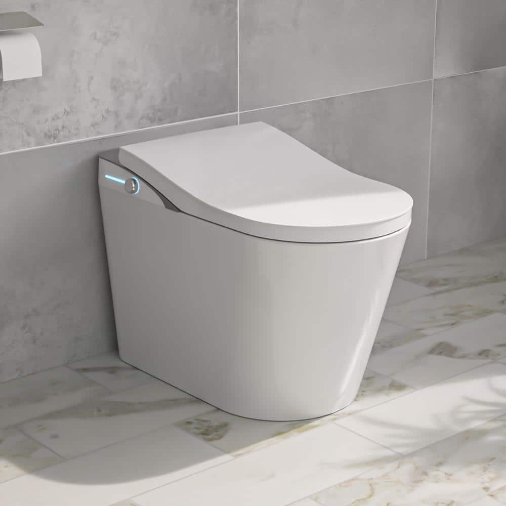 Logmey Smart Elongated Bidet Toilet with Auto Flush & Heated Seat in White - Image 4