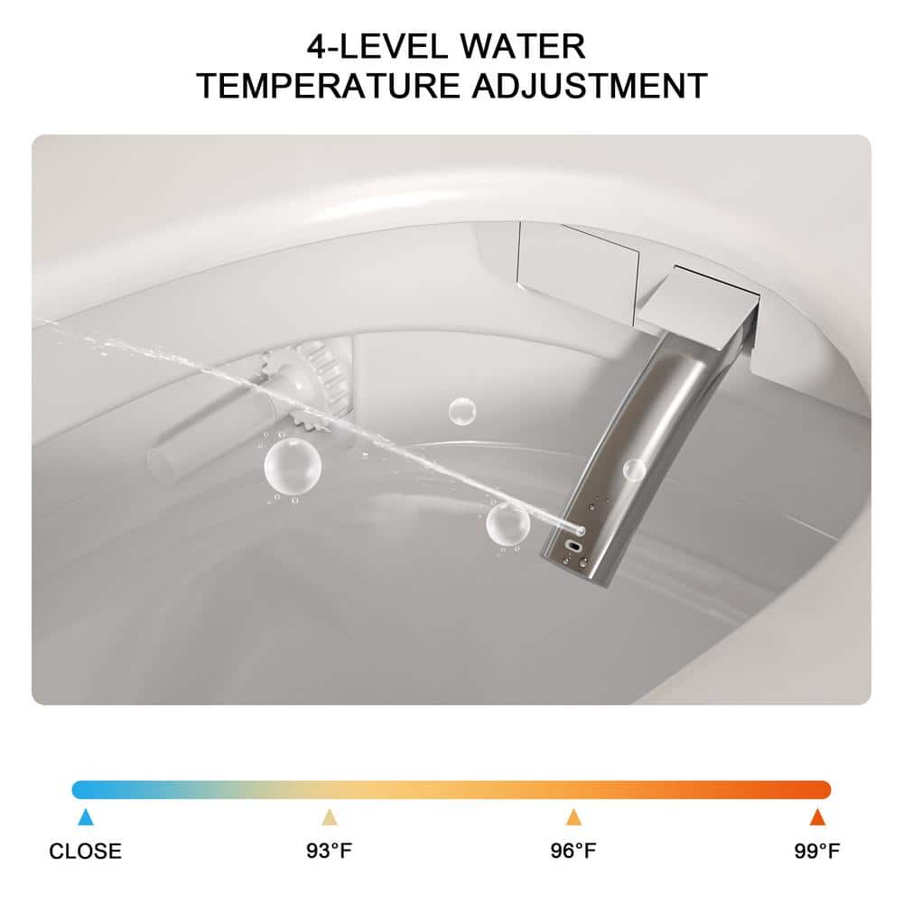 LORDEAR 1.27 GPF Tankless Elongated Smart Bidet Toilet with Auto Open/Close Lid in White - Image 6