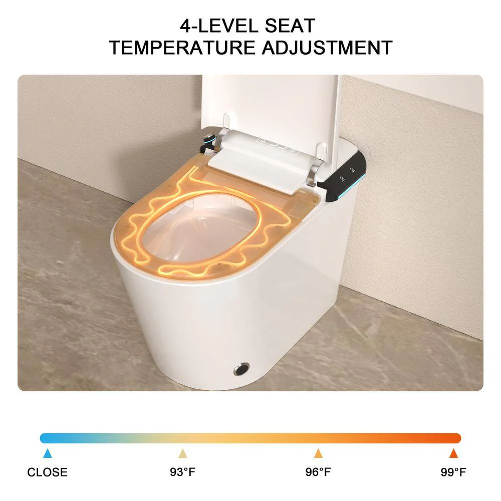 LORDEAR 1.27 GPF Tankless Elongated Smart Bidet Toilet with Auto Open/Close Lid in White - Image 8
