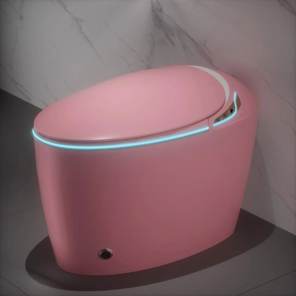 LORDEAR 1.28 GPF Pink Elongated Smart Toilet Bidet with Auto Open/Close Seat - Image 2