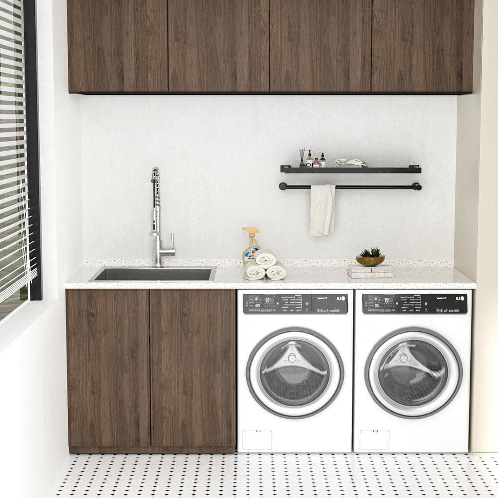LORDEAR 22 in. Drop-In Laundry Utility Sink Stainless Steel 16 Gauge with Strain Basket - Image 9