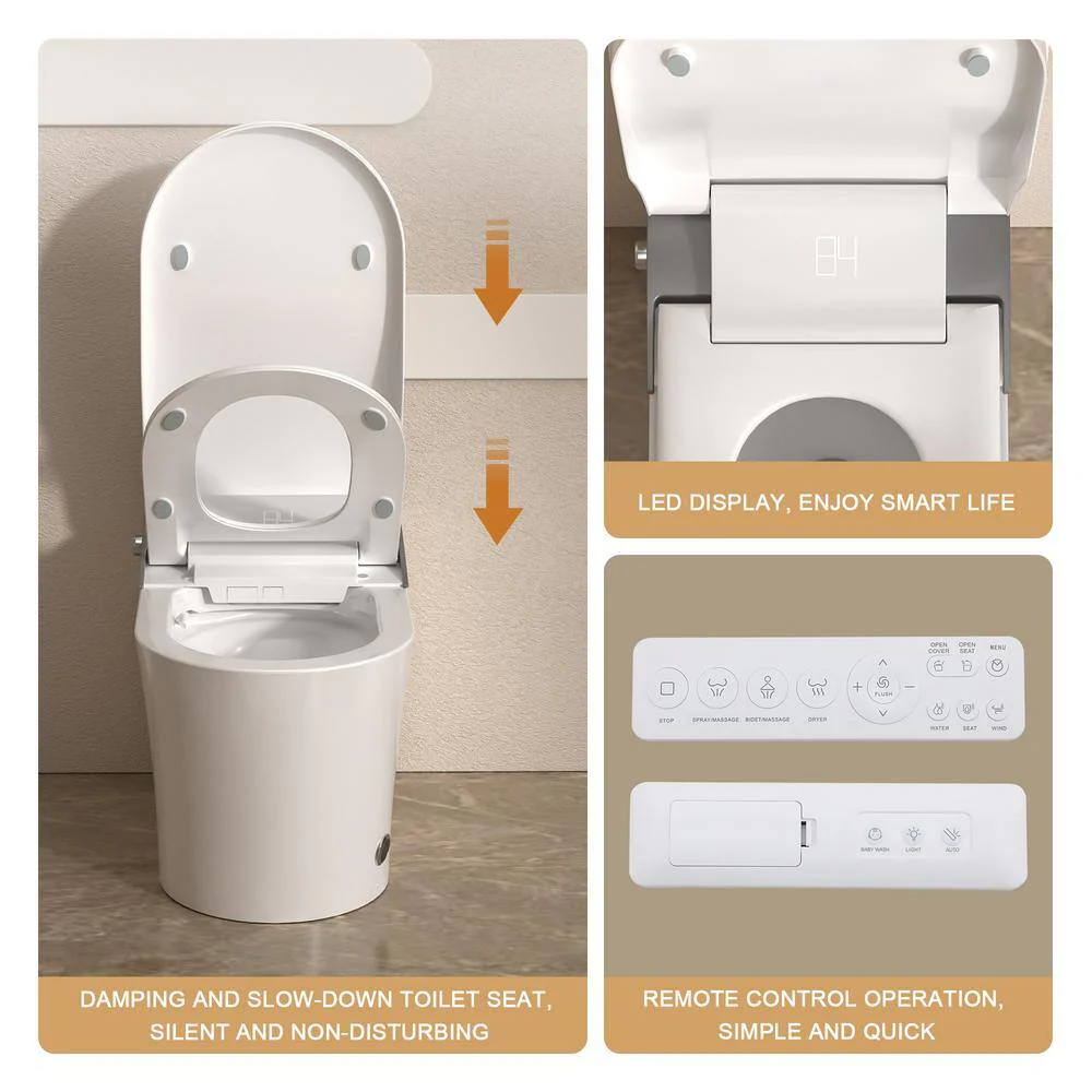 LORDEAR Luxury Elongated Smart LED Bidet Toilet with Automatic Flush and Dryer - Image 4