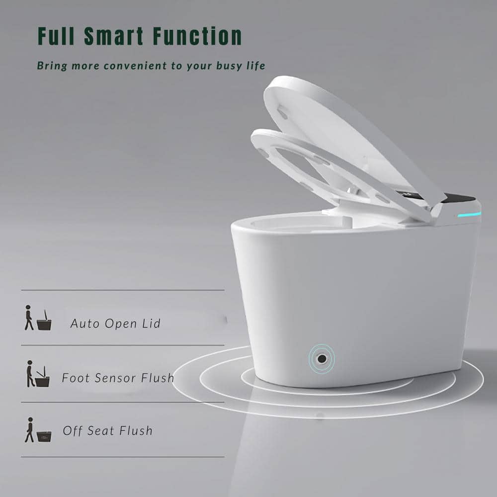 LORDEAR White Smart Elongated Toilet Bidet with Auto Open/Close and LED Display - Image 7
