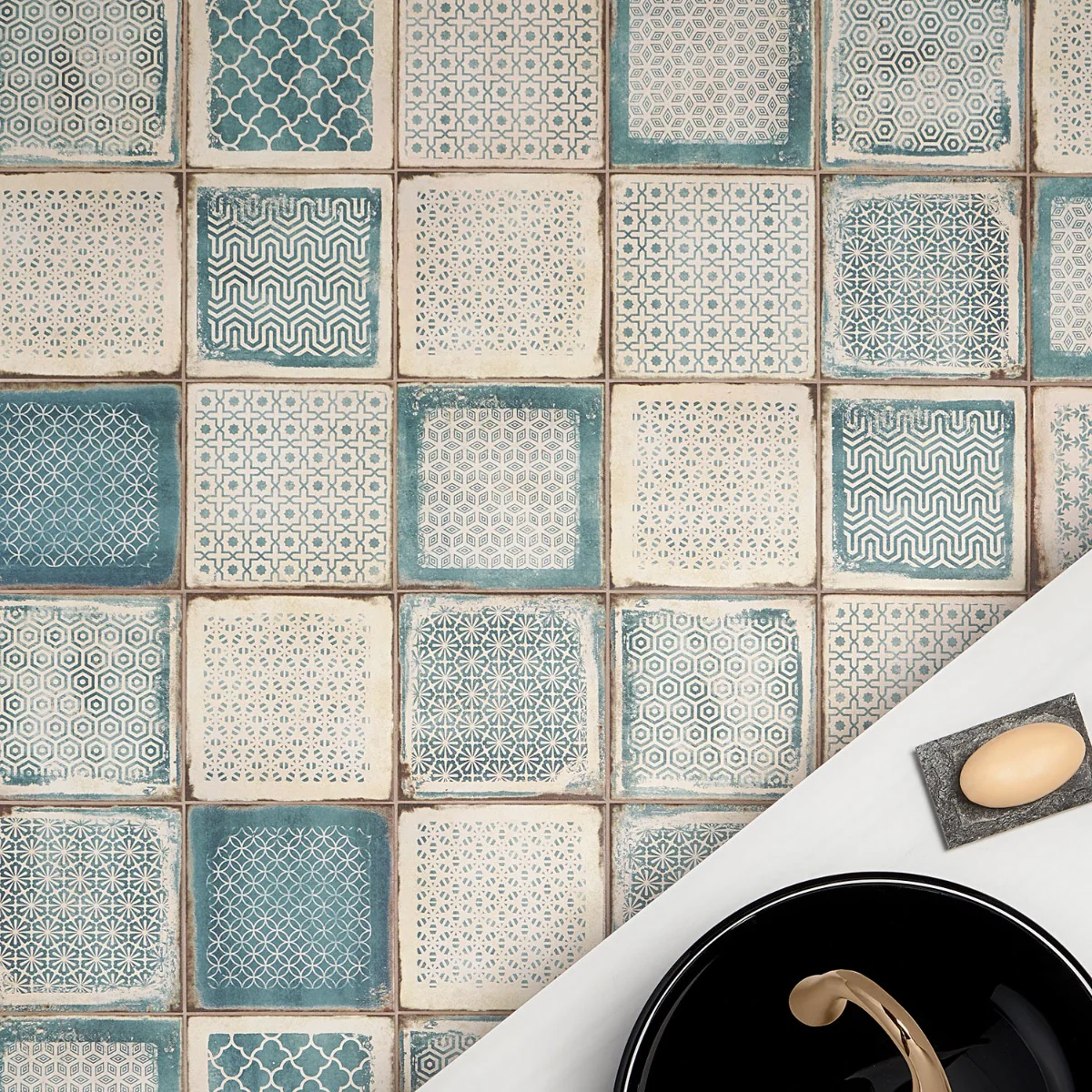 Los Lunas Deco Blue 8x8 Matte Porcelain Tile - Lux Tile - Image 3