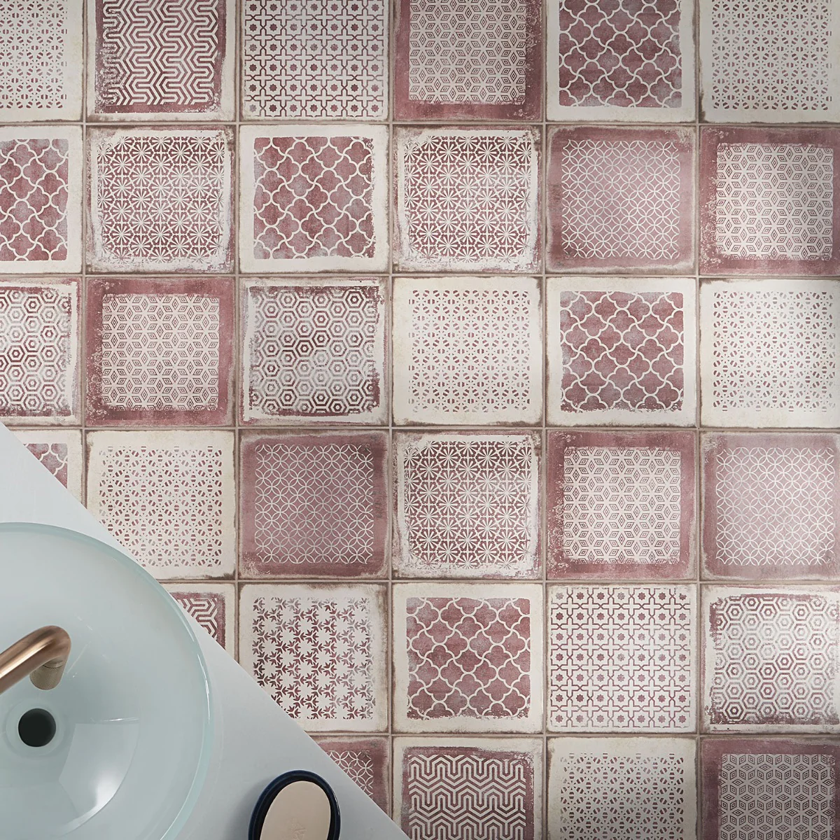 Los Lunas Deco Rose Pink 8x8 Matte Porcelain Tile - Lux Tile - Image 3