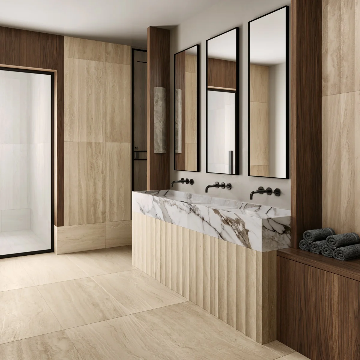 Lumar Waves 3D Travertino Crema Beige 24x48 Matte Porcelain Tile - Image 3