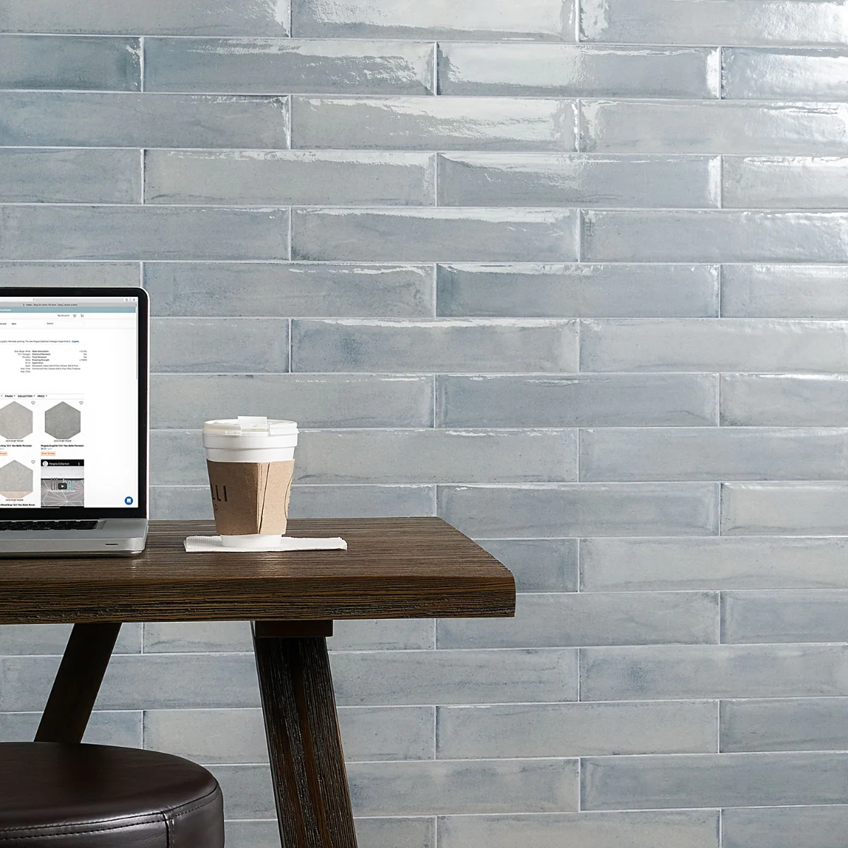 Lux Tile Azur Blue 3x16 Polished Porcelain Subway Tile