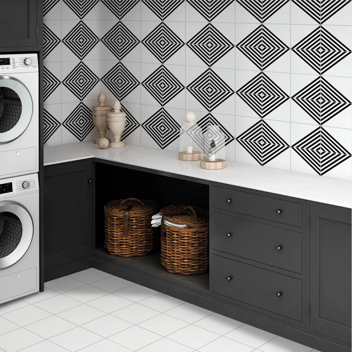 Lux Tile B2W Stripe Positive 8x8 Matte Porcelain Tile - Image 8