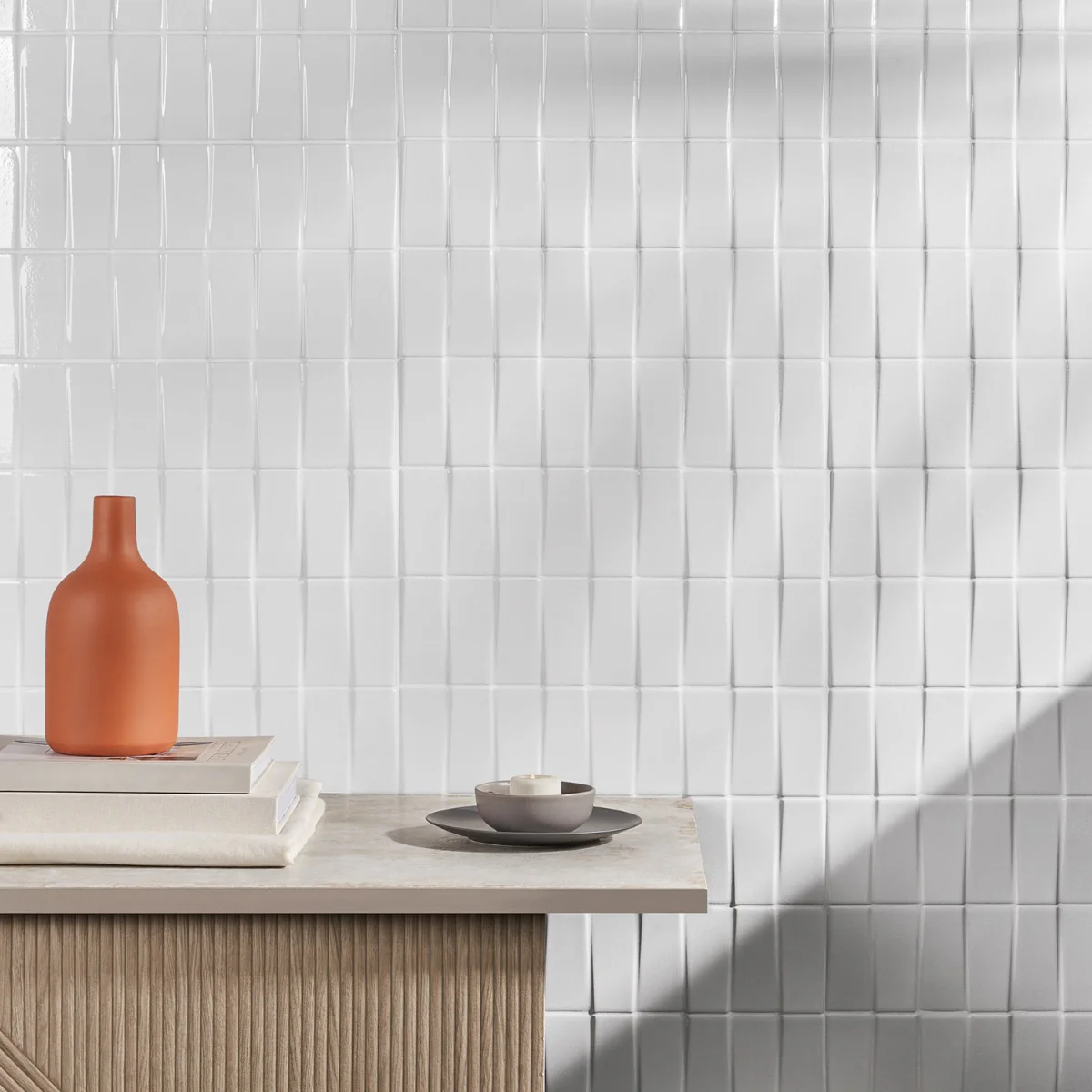 Lux Tile Colorplay Steps White 4.5x18 3D Glossy Crackled Ceramic Tile - Image 2