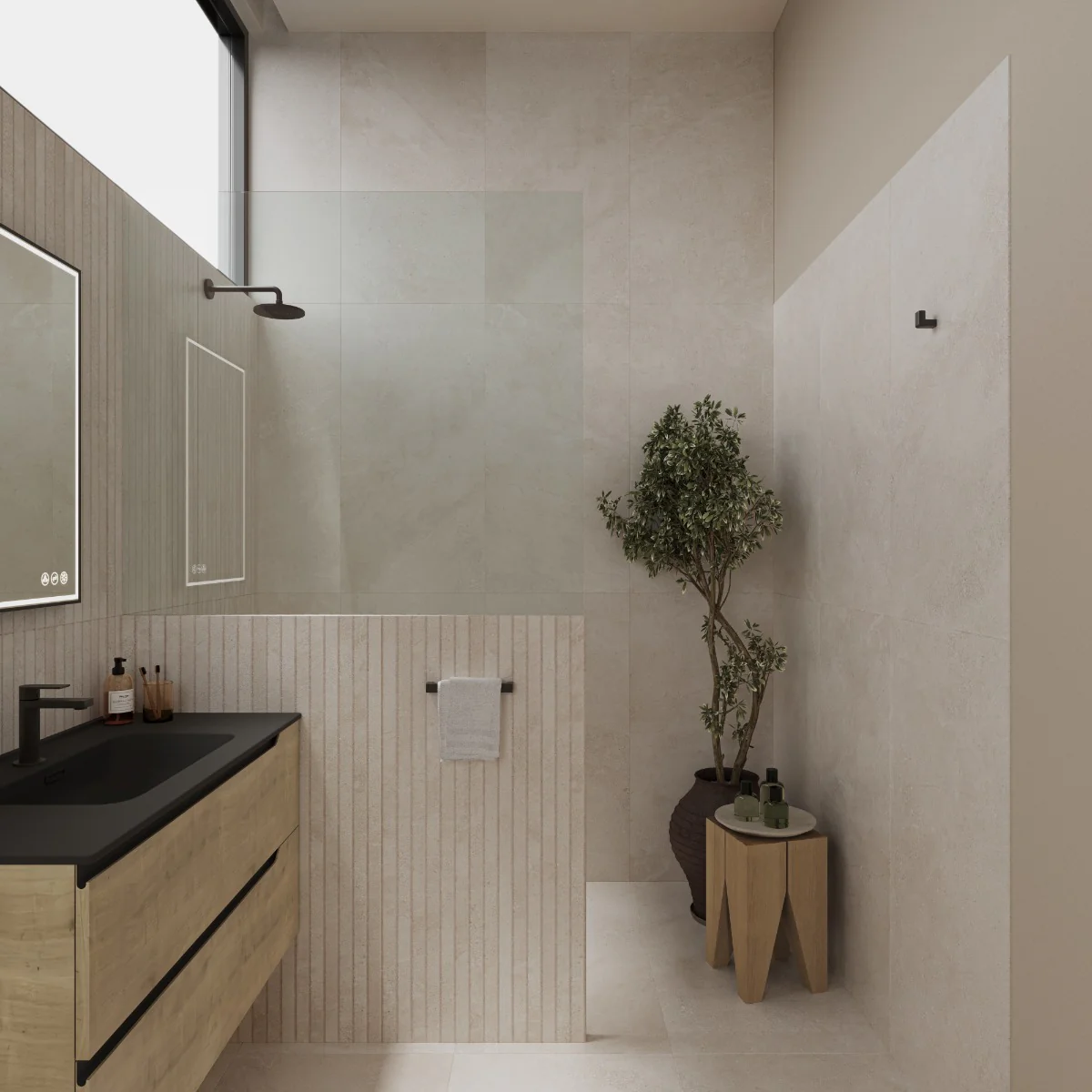 Lux Tile Inseta Lune Ribbon Beige 24x48 Matte Porcelain Tile