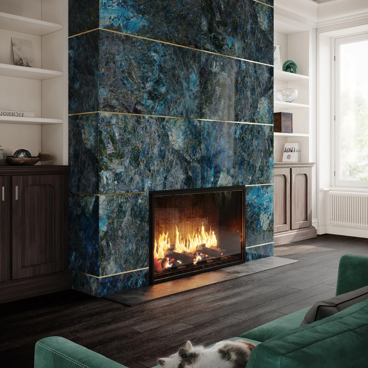Lux Tile Jewel Onyx Labradorite Blue 24x48 Polished Porcelain Tile - Image 2