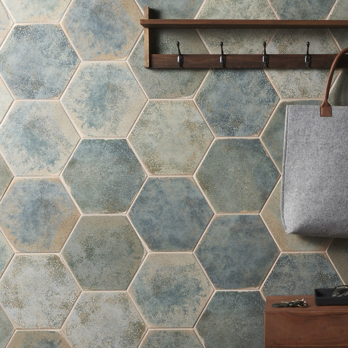 Lux Tile Kalay Green 9" Hexagon Polished Porcelain Tile - Image 5