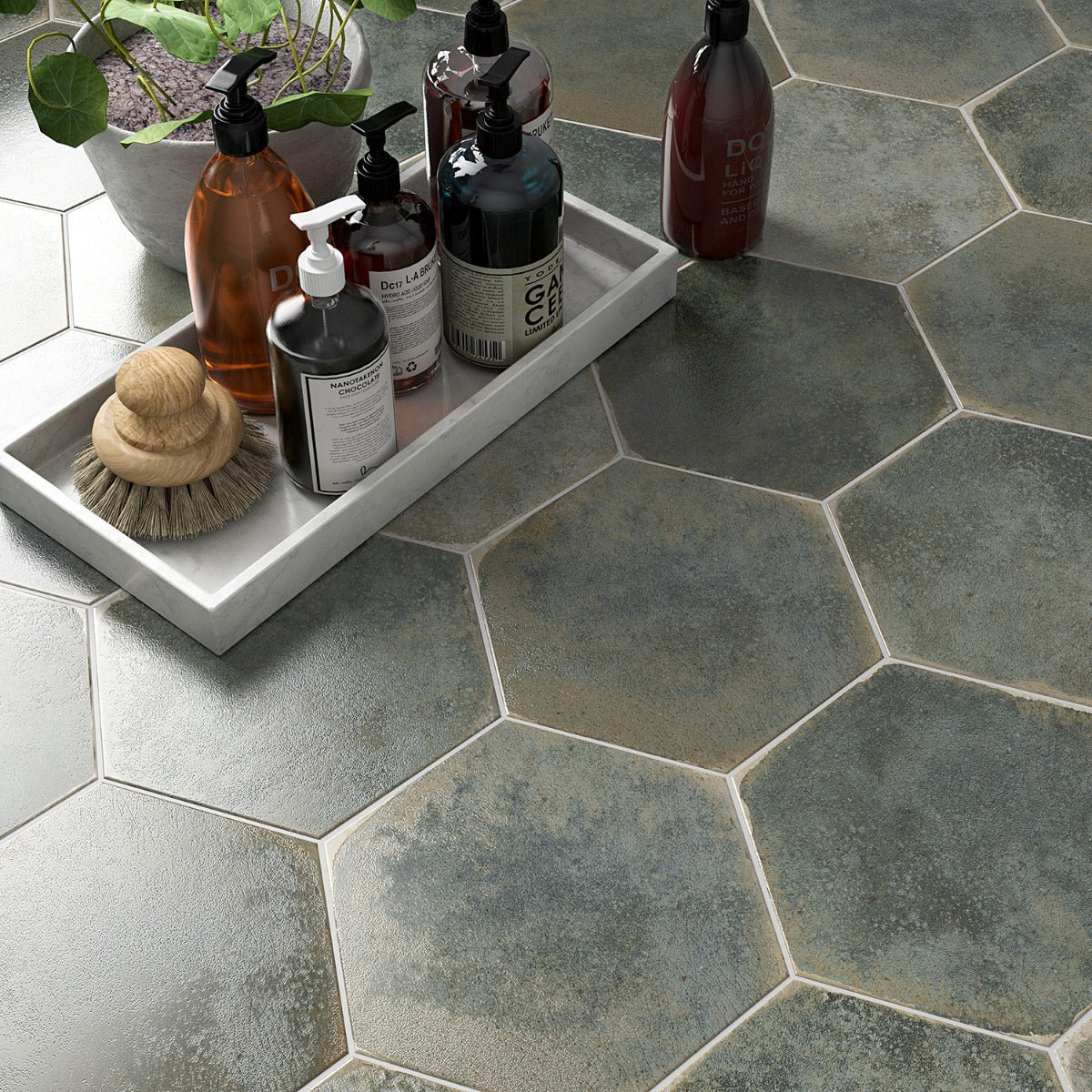 Lux Tile Kalay Green 9" Hexagon Polished Porcelain Tile - Image 7