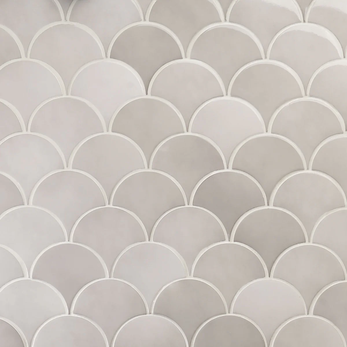 Lux Tile Mist Gray Fish Scale Polished Ceramic Wall Tile - 5" - Image 3