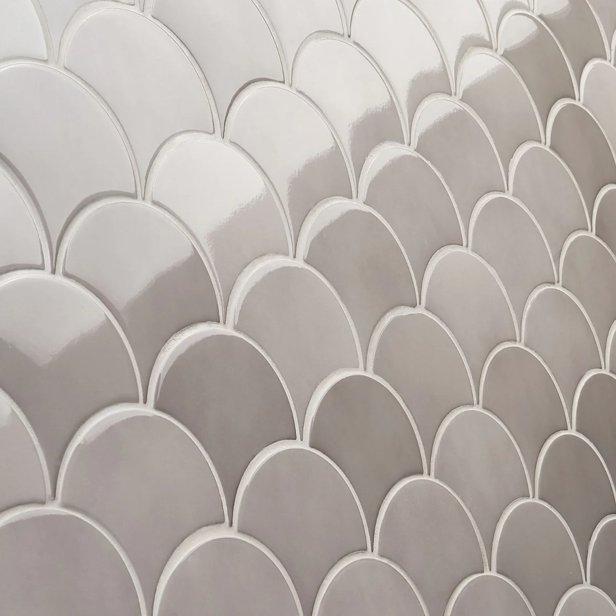 Lux Tile Mist Gray Fish Scale Polished Ceramic Wall Tile - 5" - Image 6