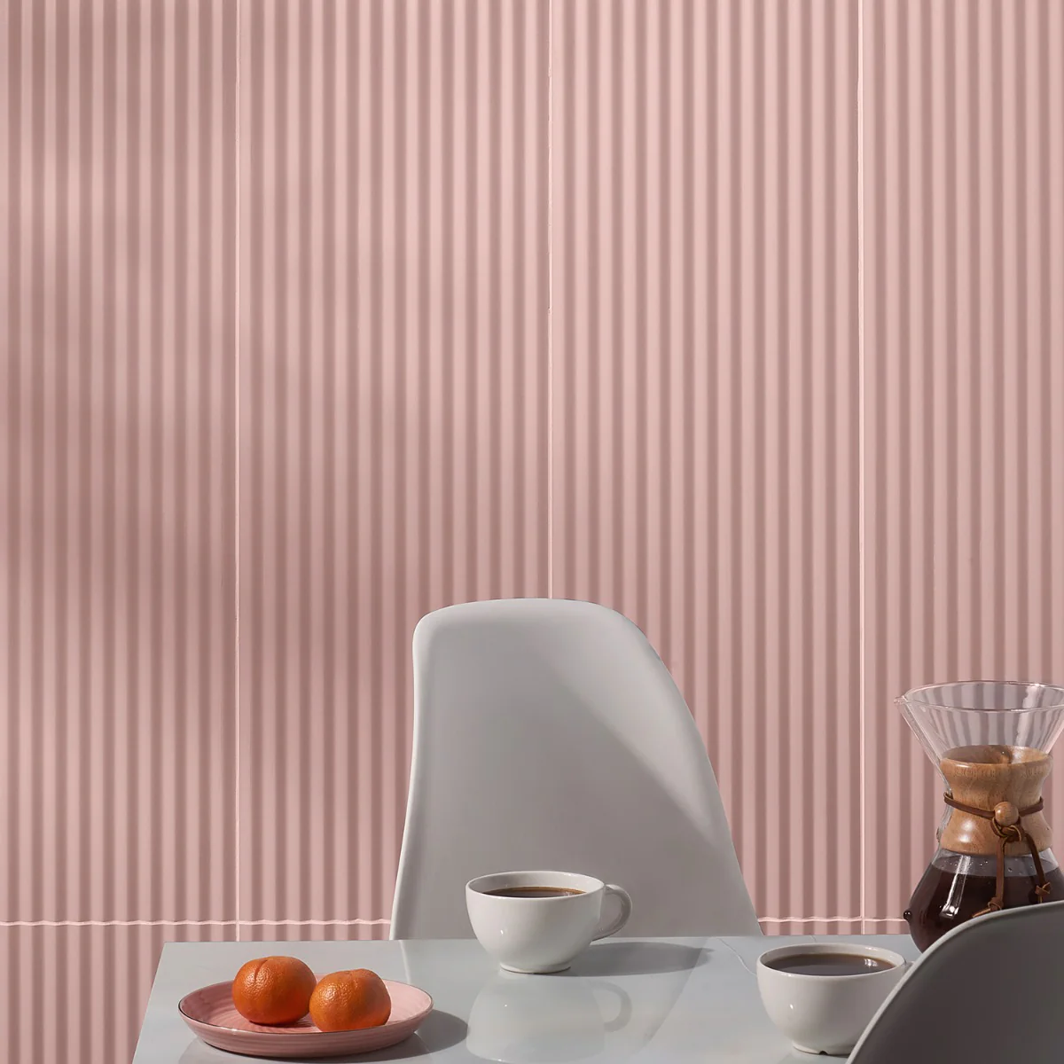 Lux Tile Mod 3D Blush Pink 12x36 Fluted Matte Ceramic Tile - Image 2