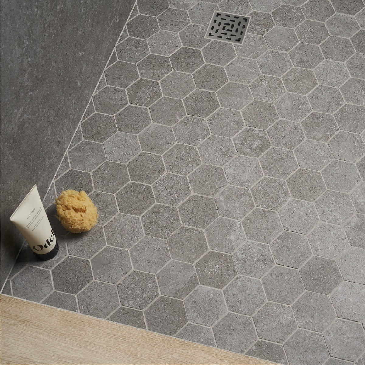 Lux Tile New Rock Fossil Dark Gray 3" Hexagon Matte Porcelain Mosaic Tile - Image 2