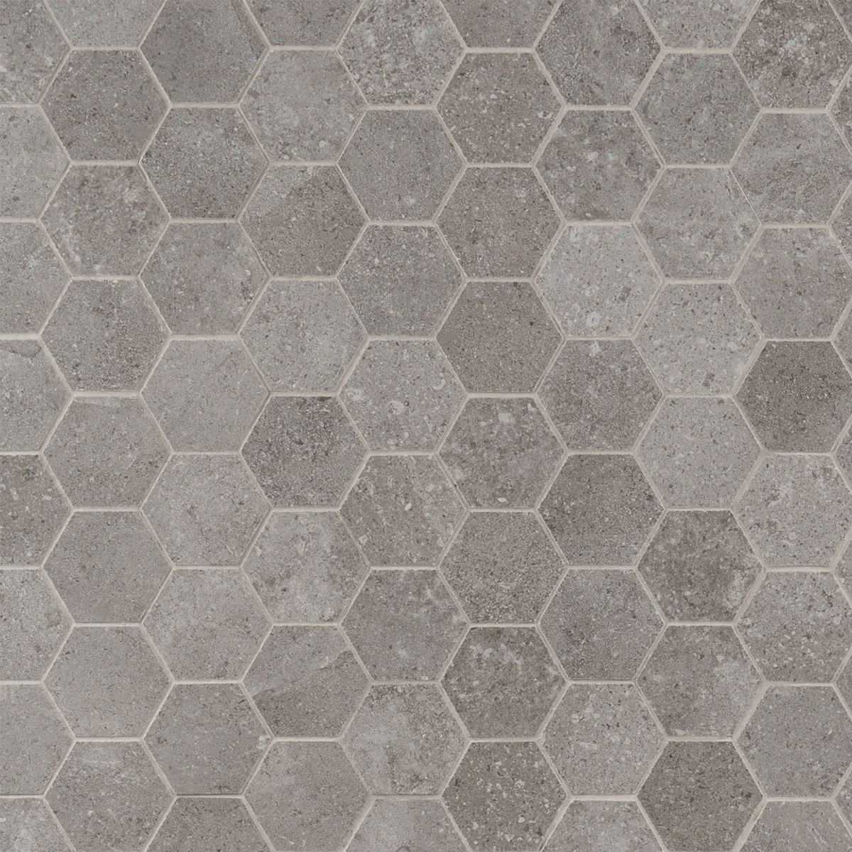 Lux Tile New Rock Fossil Dark Gray 3" Hexagon Matte Porcelain Mosaic Tile - Image 3