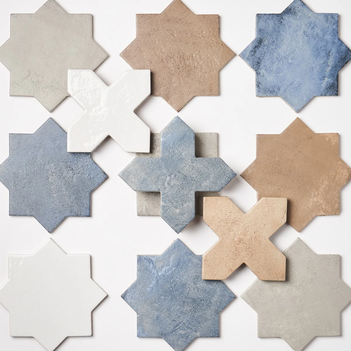 Lux Tile Parma Cotto Brown Matte Star and Cross 6" Terracotta Look Porcelain Tile