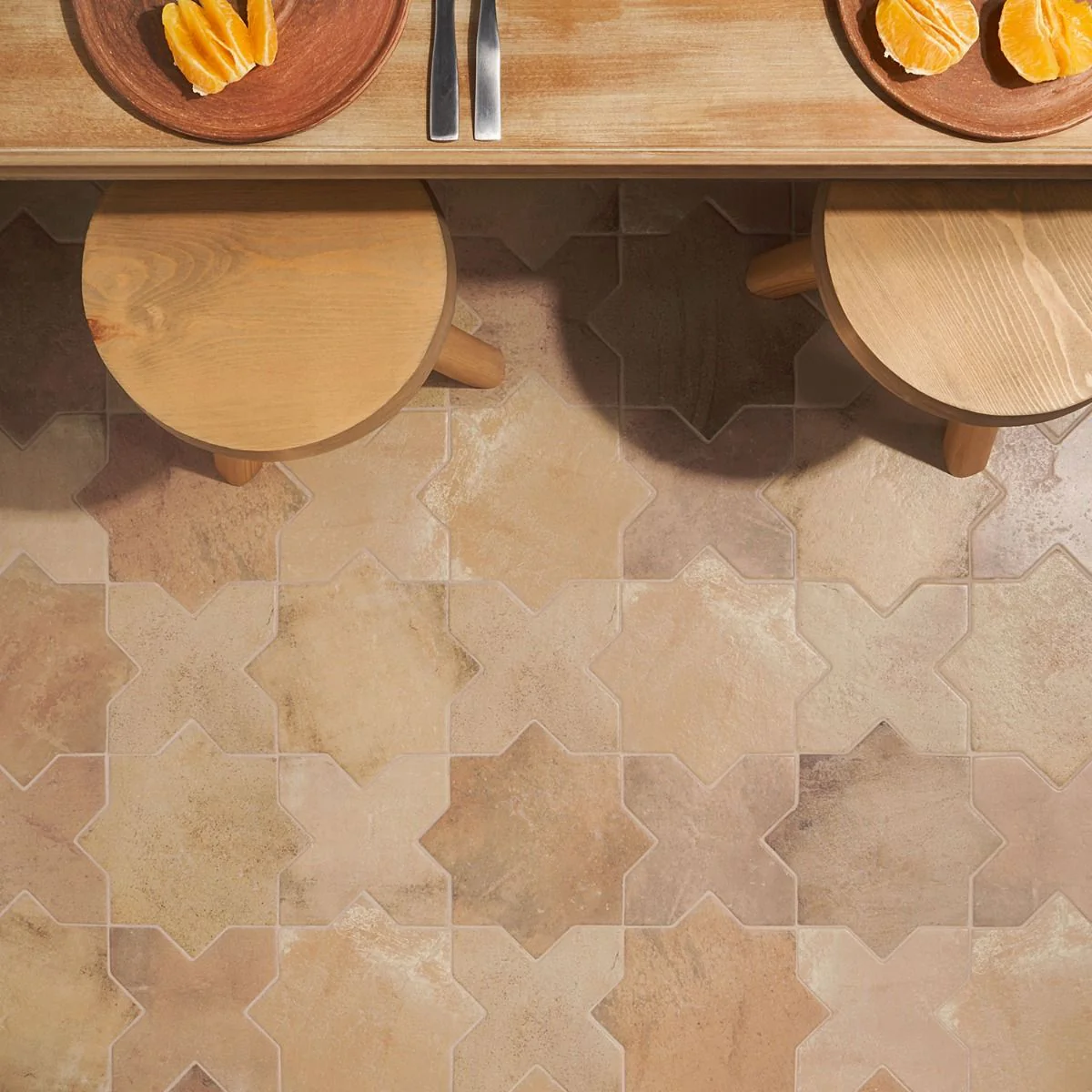 Lux Tile Parma Cotto Brown Matte Star and Cross 6" Terracotta Look Porcelain Tile - Image 6