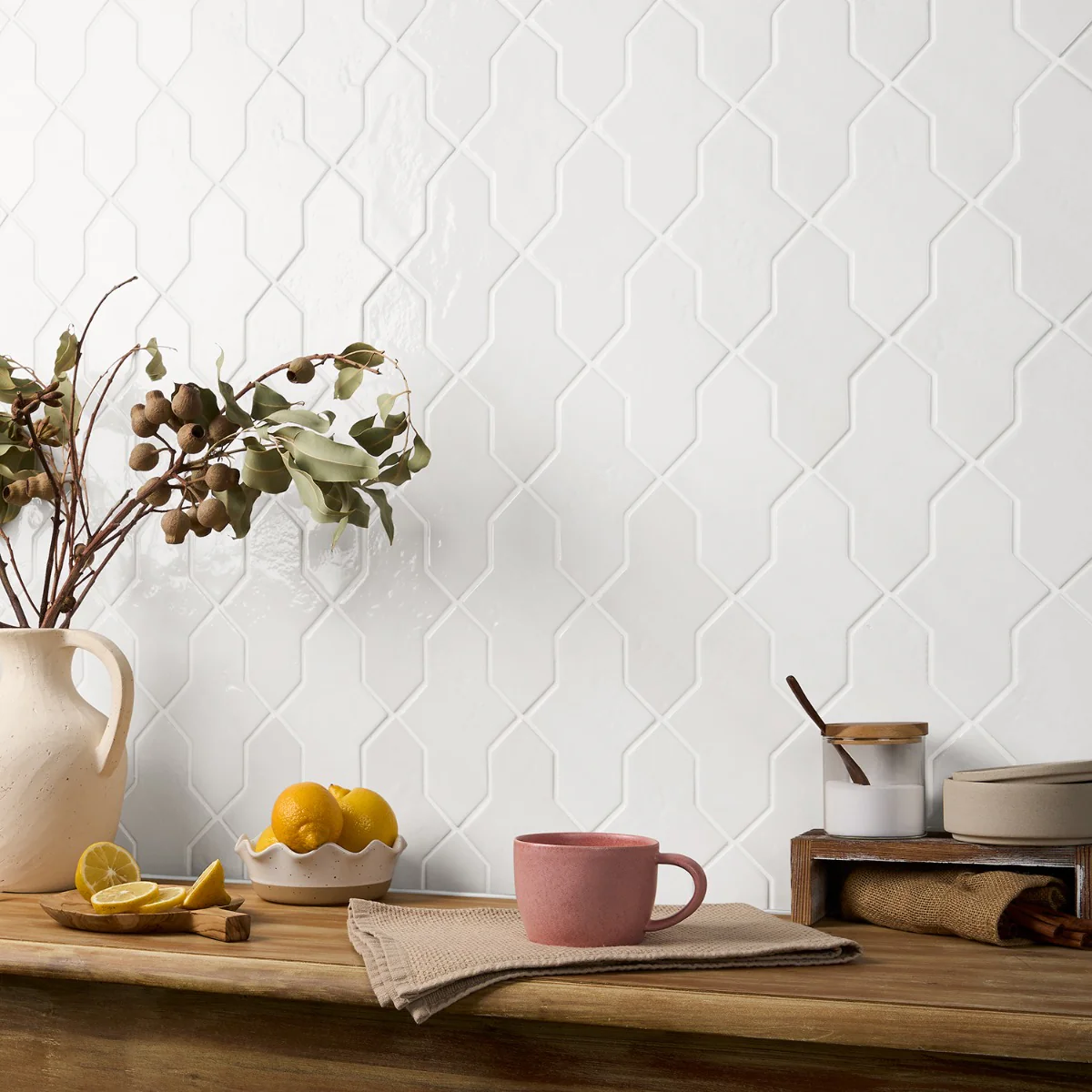 Lux Tile Parma Cruz White 5x8 Polished Porcelain Tile