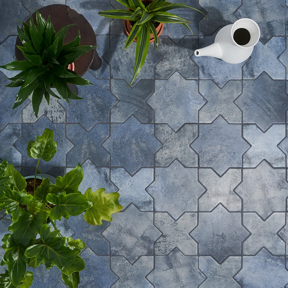 Parma Denim Blue Matte Star and Cross 6" Terracotta Look Porcelain Tile - Image 6