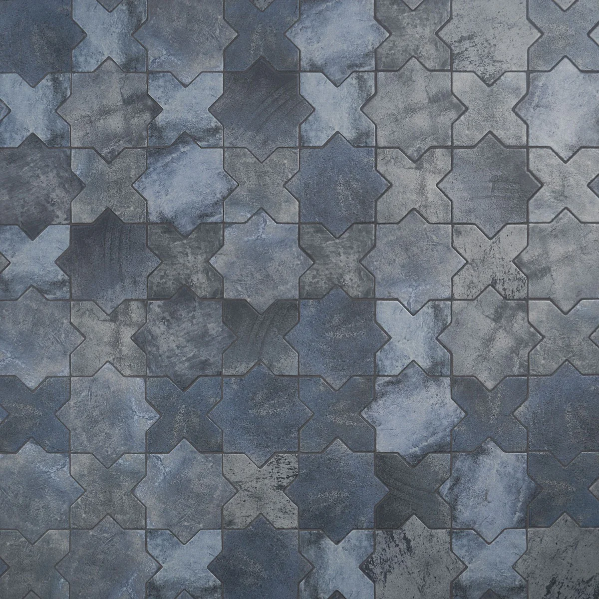 Parma Denim Blue Matte Star and Cross 6" Terracotta Look Porcelain Tile - Image 9