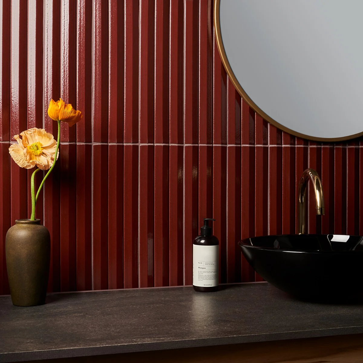 Lux Tile Ponto Ruby Red Fluted 5x16 3D Polished Porcelain Wall Tile - Image 9