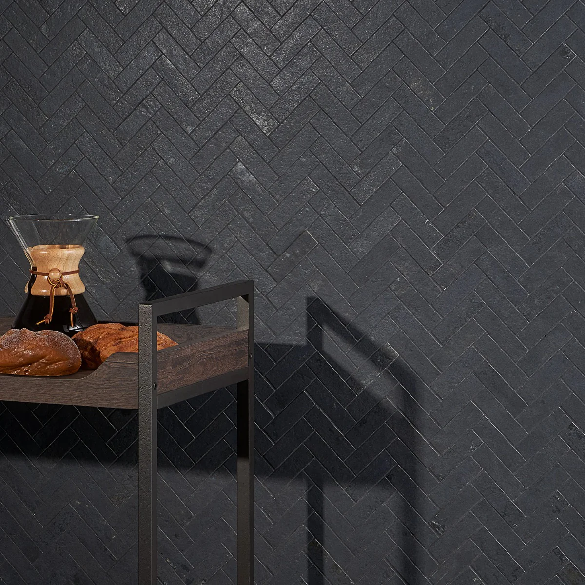Lux Tile Portrait Black Herringbone Matte Porcelain Mosaic Tile - Image 5
