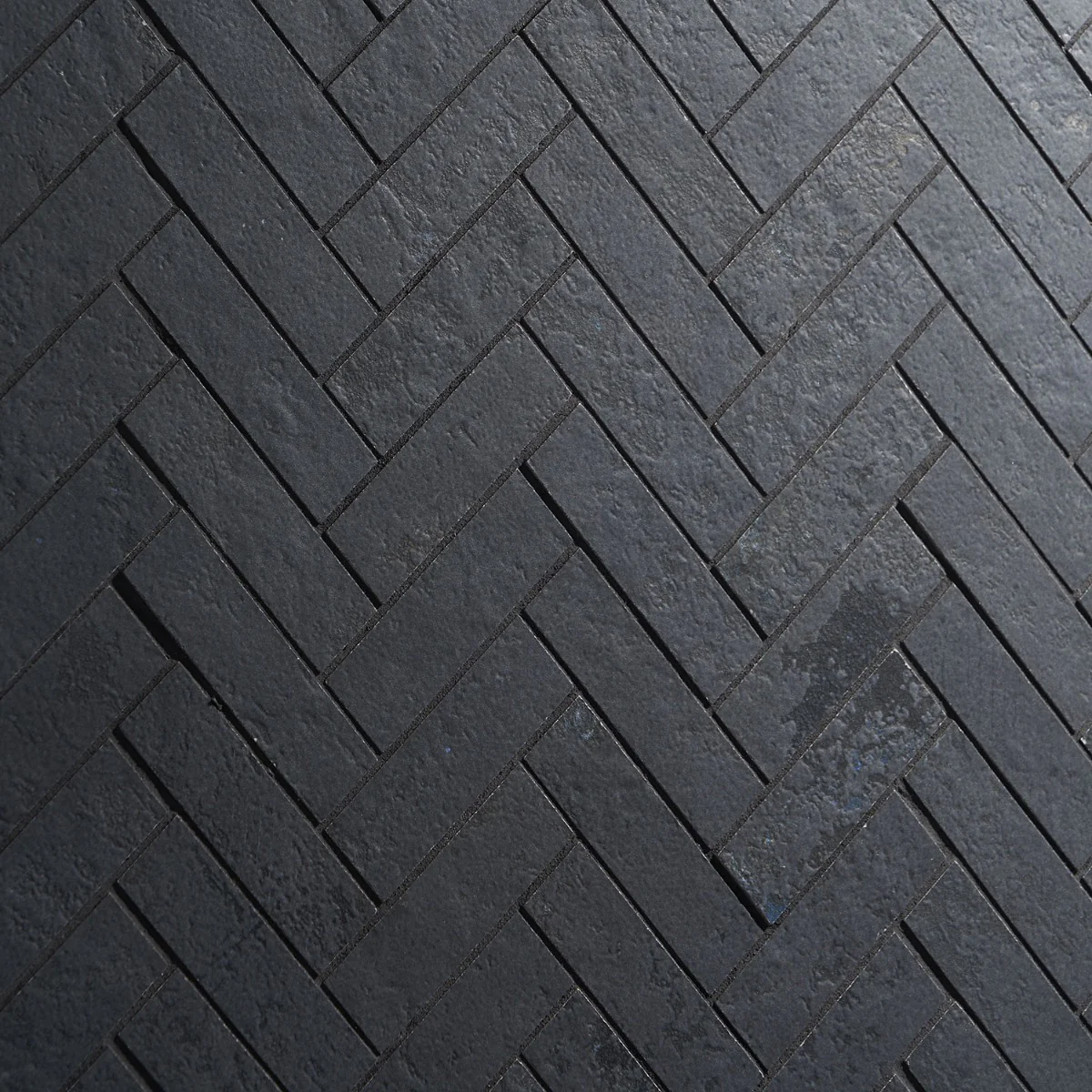 Lux Tile Portrait Black Herringbone Matte Porcelain Mosaic Tile - Image 6
