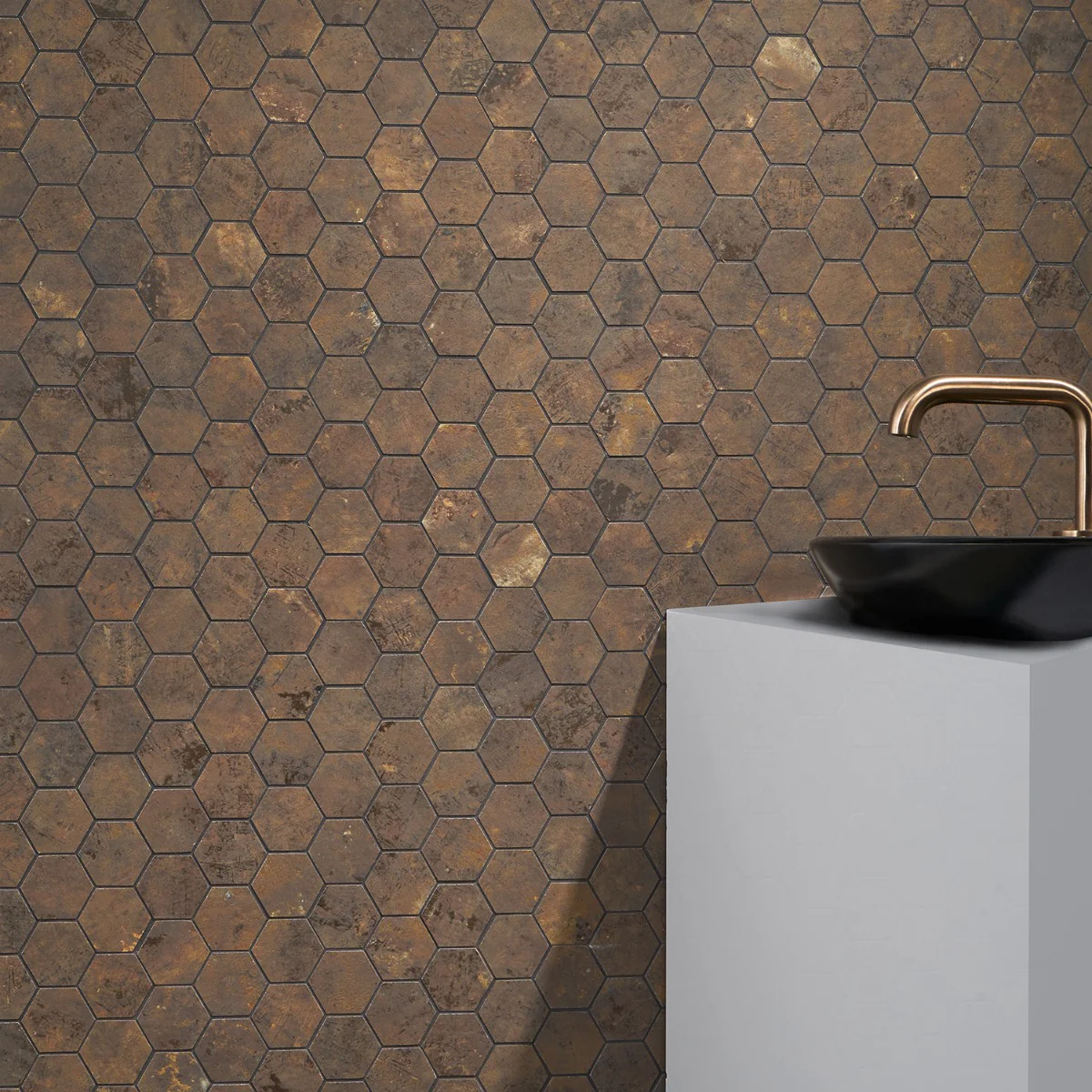 Lux Tile Portrait Copper 2" Hexagon Matte Porcelain Mosaic Tile