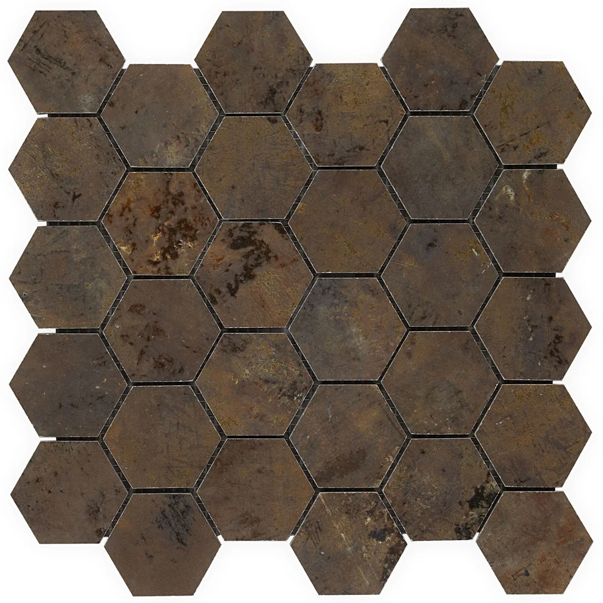 Lux Tile Portrait Copper 2" Hexagon Matte Porcelain Mosaic Tile - Image 3