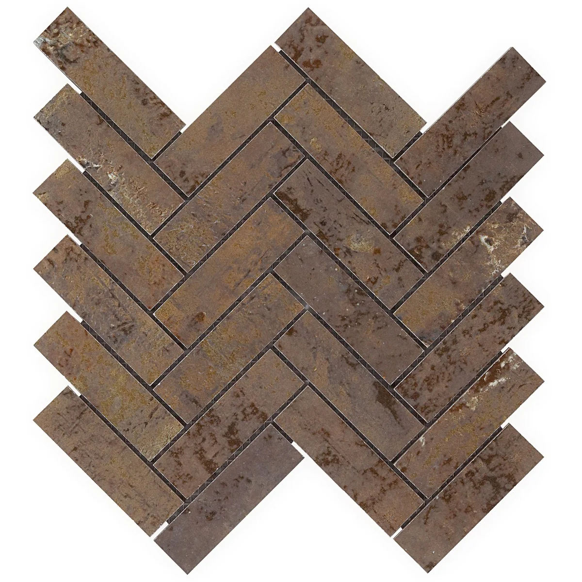 Lux Tile Portrait Copper Herringbone Matte Porcelain Mosaic Tile - Image 3