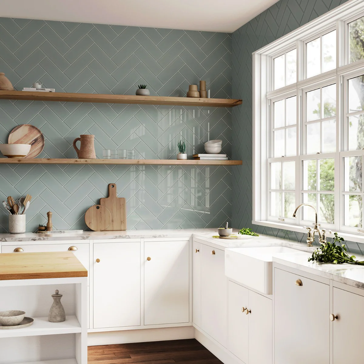 Lux Tile Rise Sage Green 4x12 Beveled Glossy Ceramic Subway Tile - Image 3